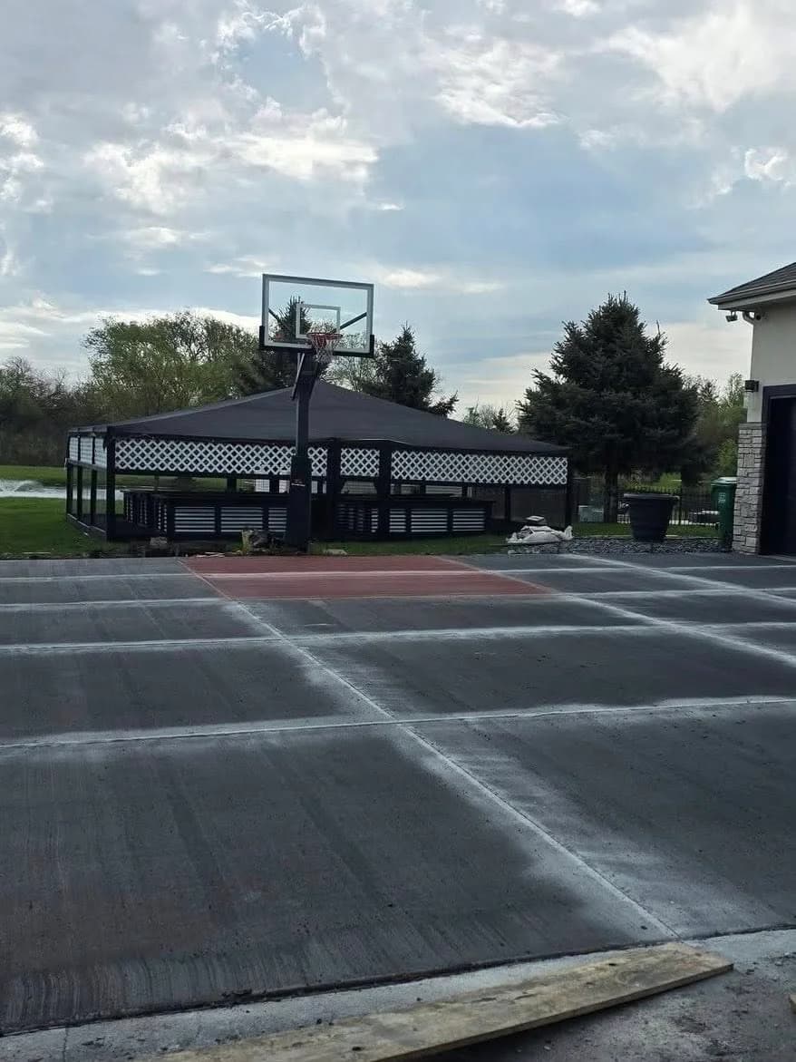 Concrete basketball court
